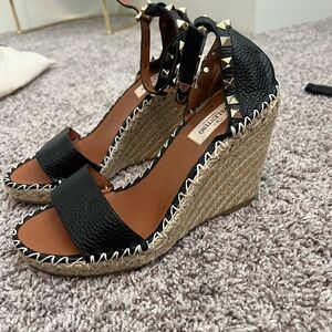 Valentino Garavani double rockstud wedge sandal size 37/ size 7 us